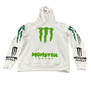 Monster Energy White Hoodie Unleash The Beast Graphic Sweatshirt Small 728161-01